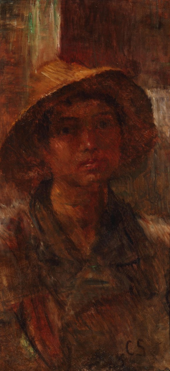 Young Man with Straw Hat by Bela Cikos Sesija