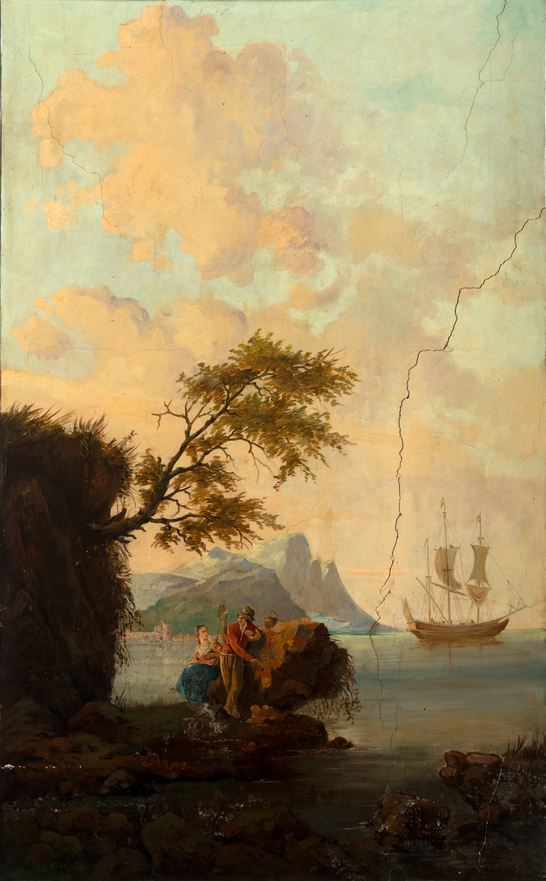 Second back room, meeting room, murals with rural scenes in classical style, around 1810, scene 5 by Belgian School