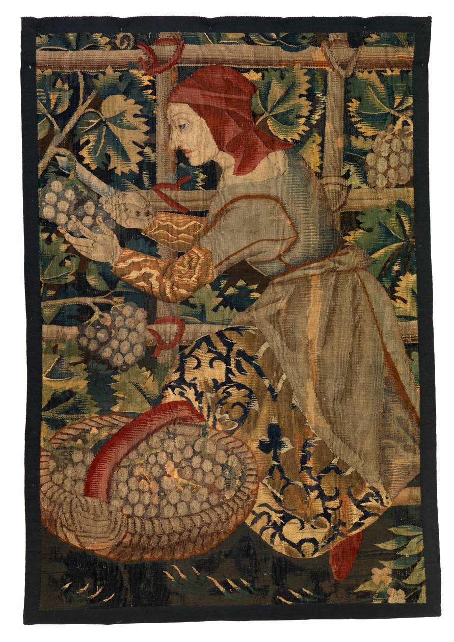 Tapestry Fragment Depicting Vintager, Possibly from Tournai by Belgian School