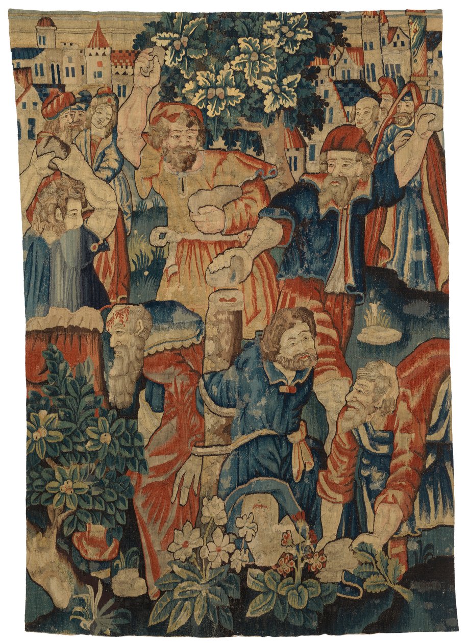 Tapestry Fragment Depicting the Stoning of the Elders, Possibly Made in ...