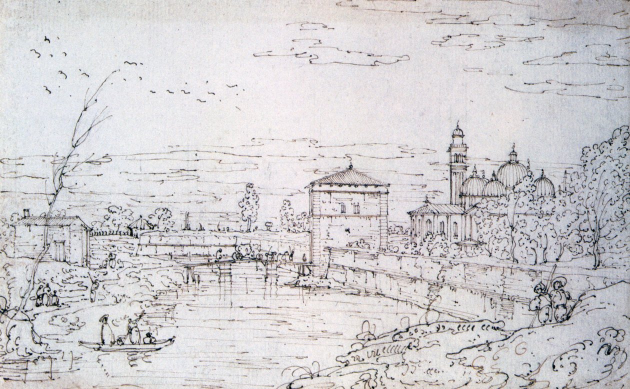 View of Padua with the Porta Pontecorvo and the Church of Santa Maria Giustina by Bellotta Bernardo