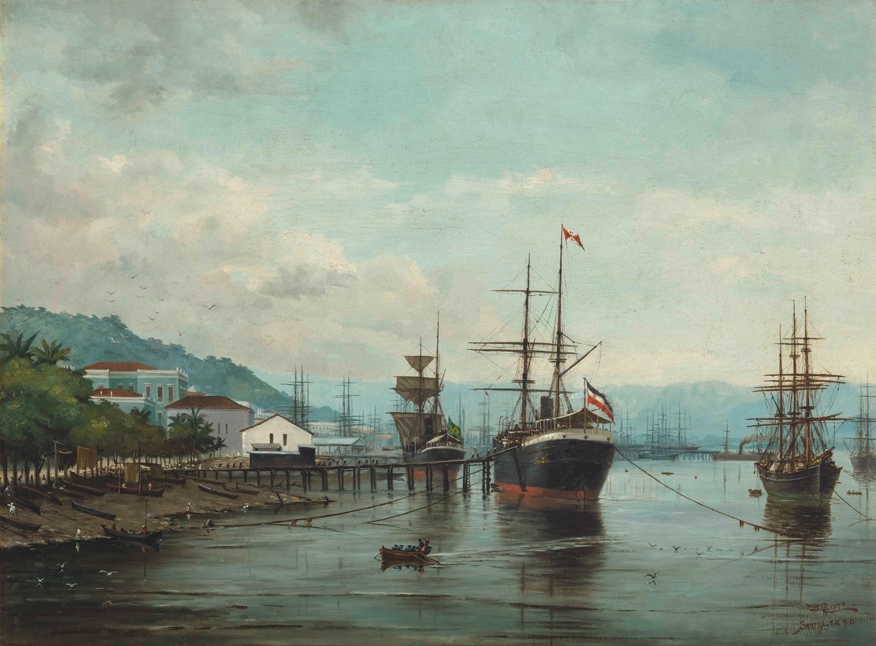 Port of Santos, SP (viewed from the left), 1890 by Benedito Calixto