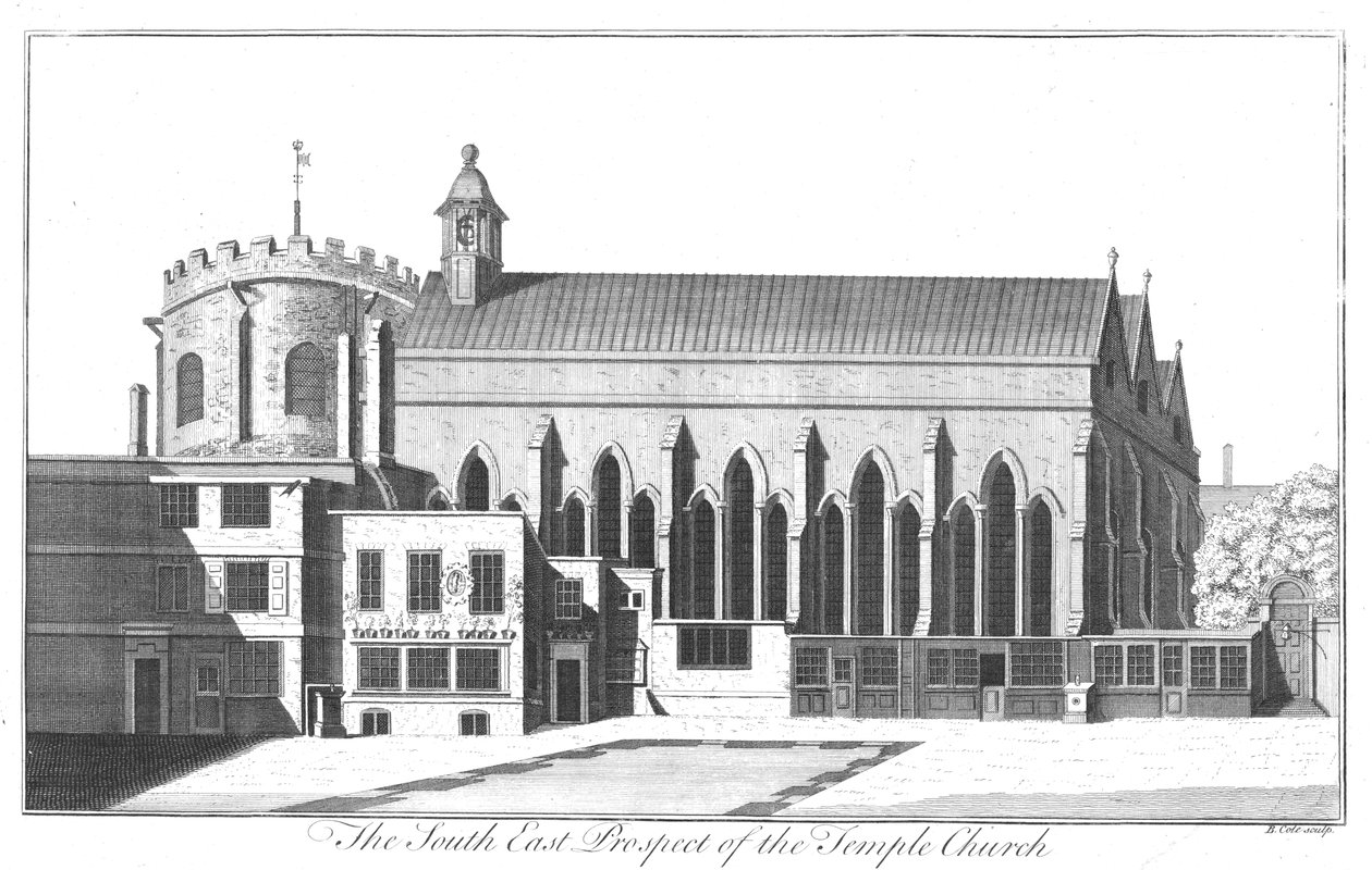The South East Prospect of Temple Church by Benjamin Cole
