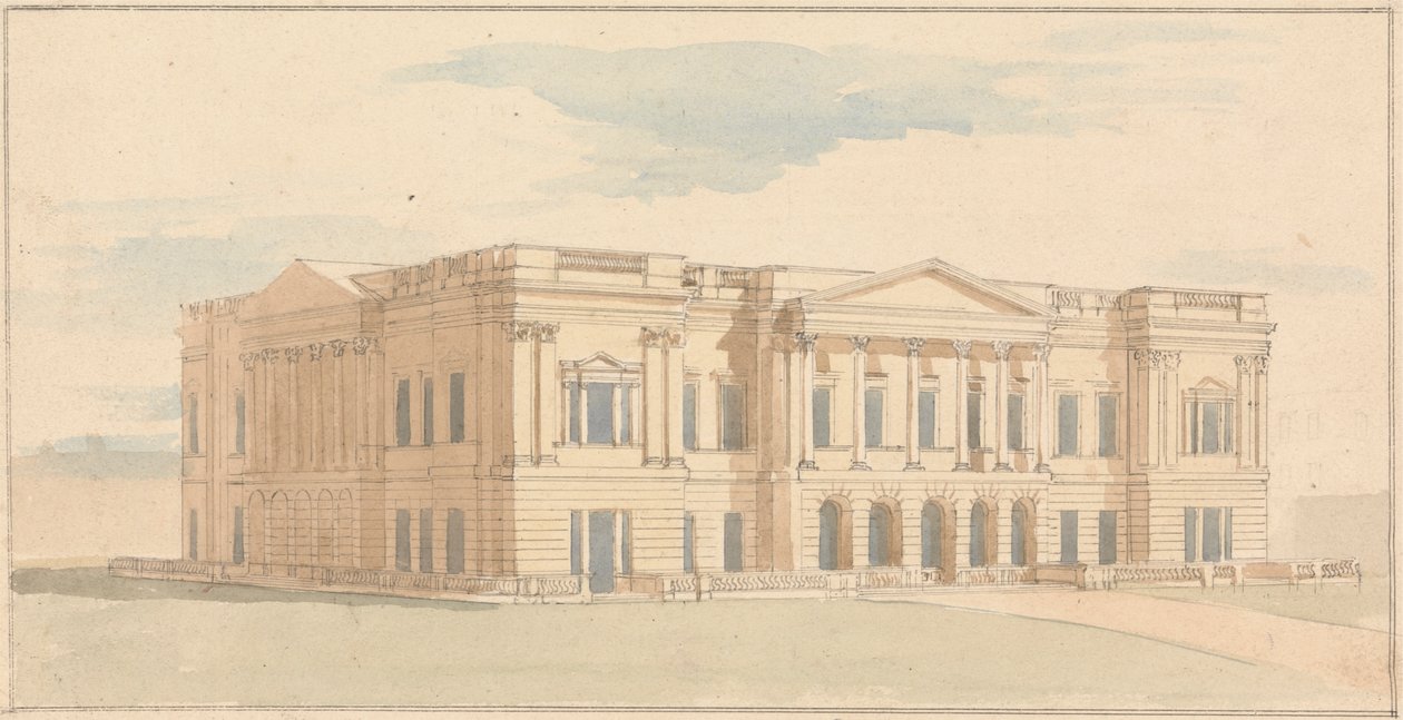 York House, London: Perspective View of the West Front by Benjamin Dean Wyatt