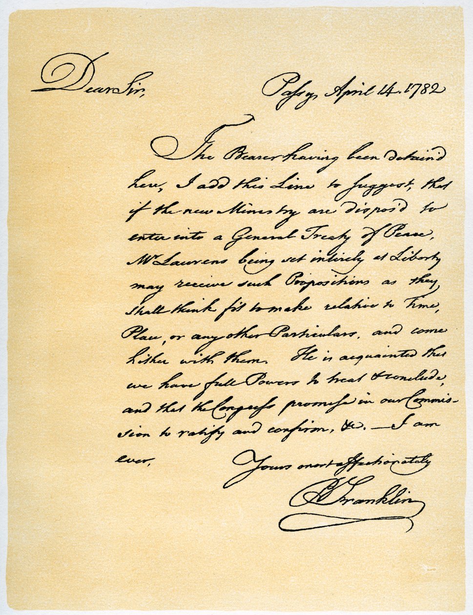 Letter from Benjamin Franklin to David Hartley MP, 14th April 1782 by Benjamin Franklin