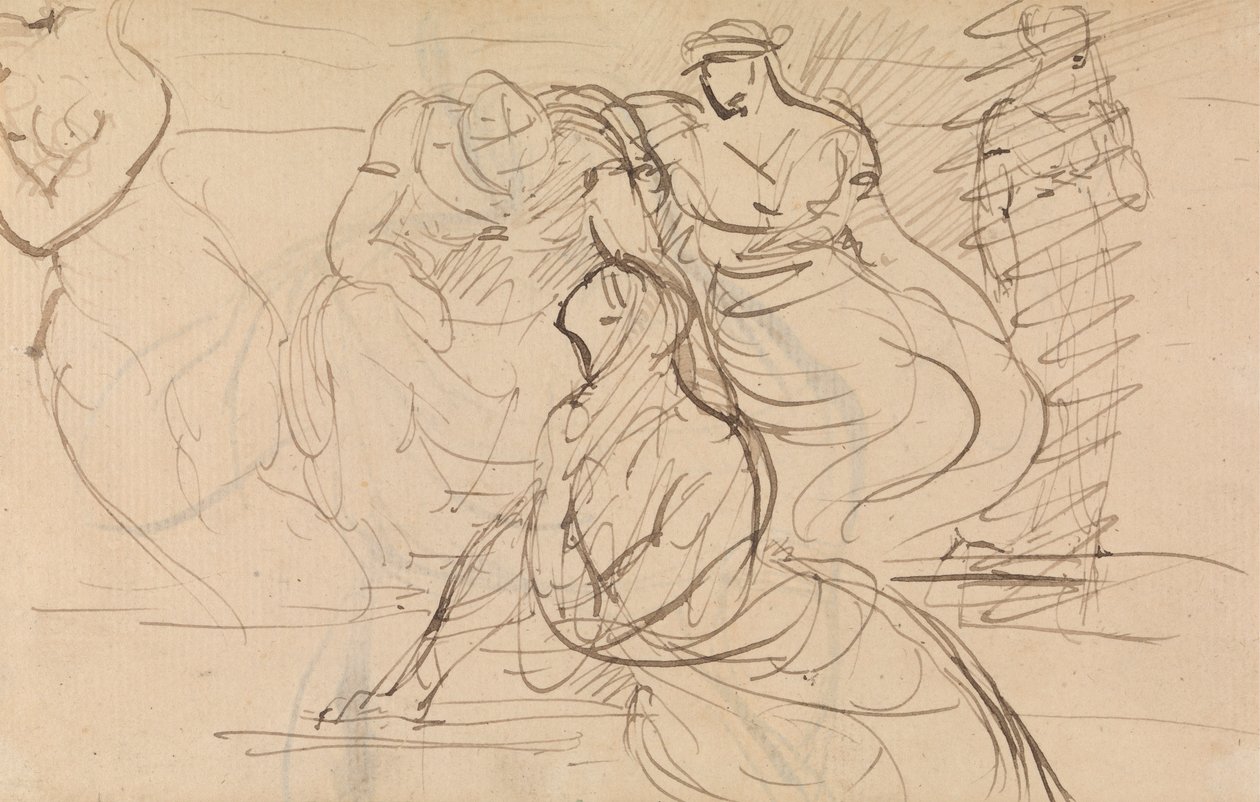 Figure Study of Women in Various Sitting and Standing Poses by Benjamin Robert Haydon