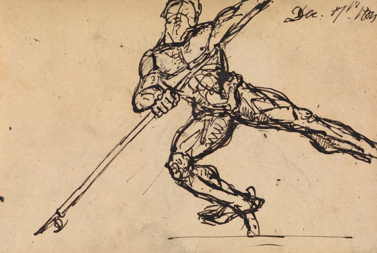 Figure Study of a Nude Male with a Spear