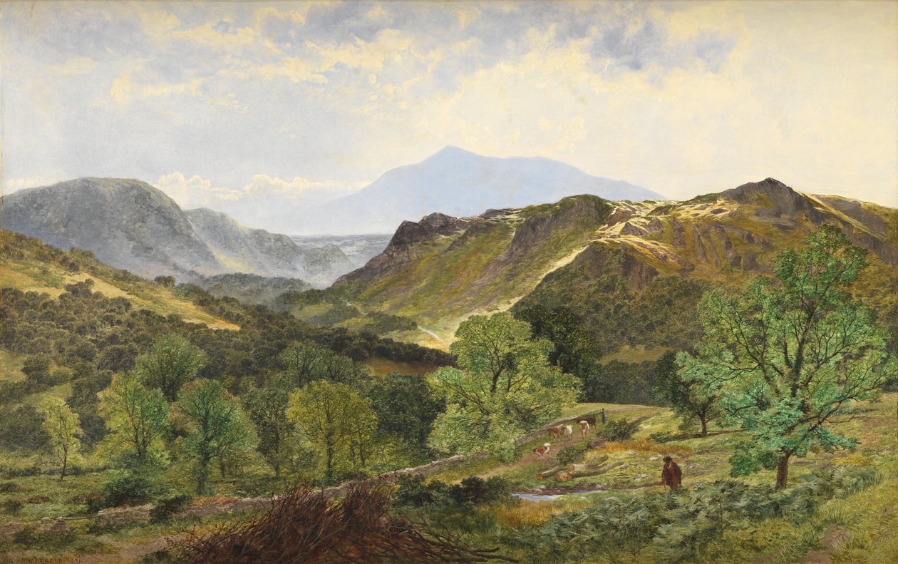 Moel Siabod in the Valley of the Lledr by Benjamin Williams Leader