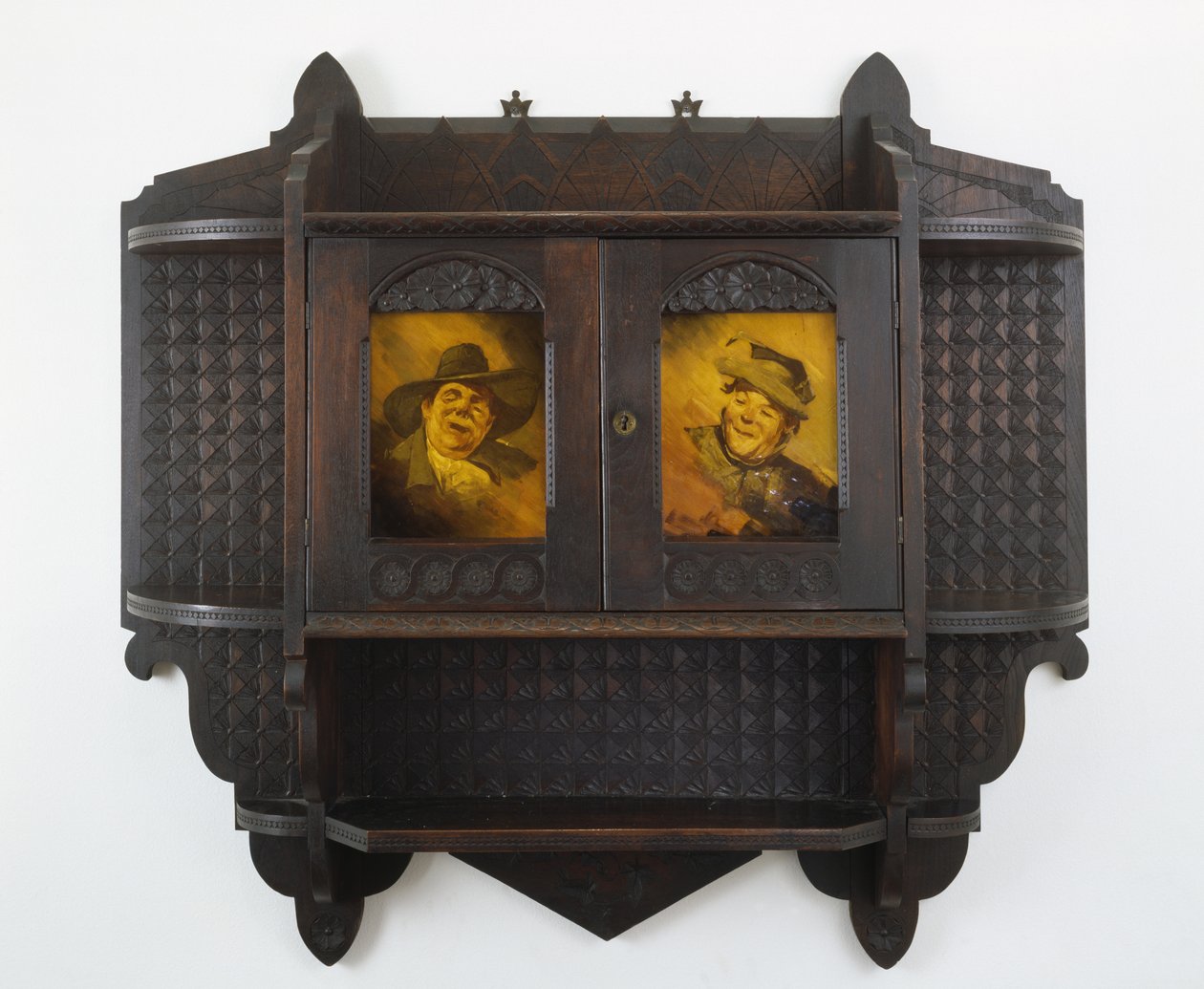Hanging Wall Cabinet with Ceramic Plaques by Benn Pitman