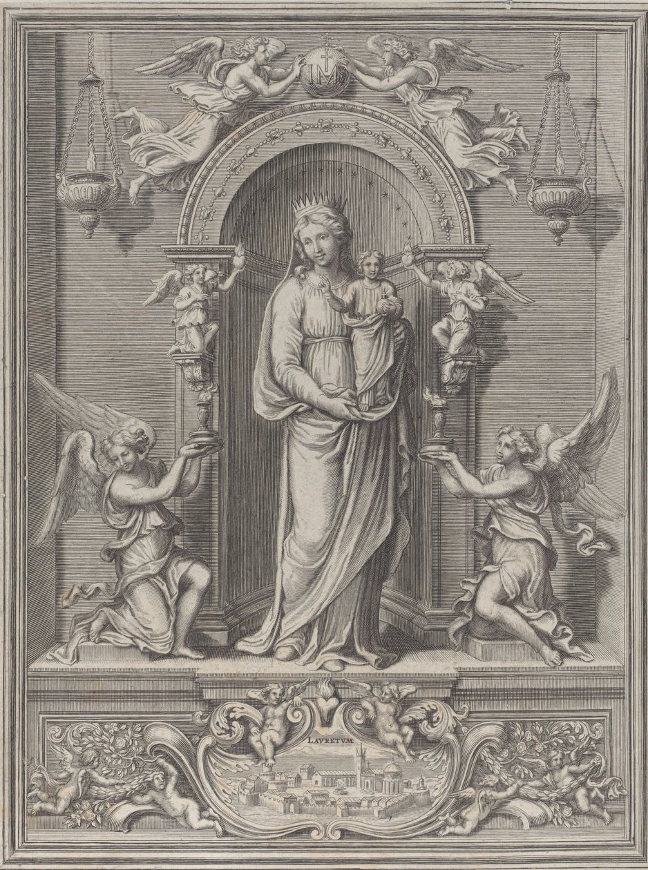 Madonna of Loreto, within a Niche with an Angel on Either Side by Benoît Farjat