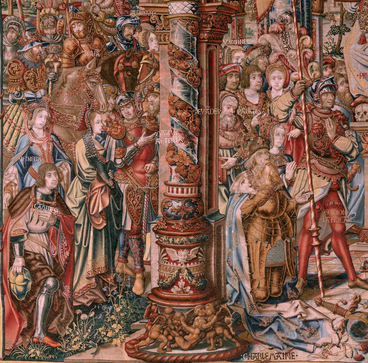 Flemish tapestry. Series The Honours. Faith. First tapestry in the series. Model Cartoonists from the circle of Bernard van Orley and Jan Gossaert (Mabuse). Manufacture Pieter van Aelst, Brussels. Ca 1550. Fabric Gold, silver, silk and wool. by Bernaert van (circle of) Orley