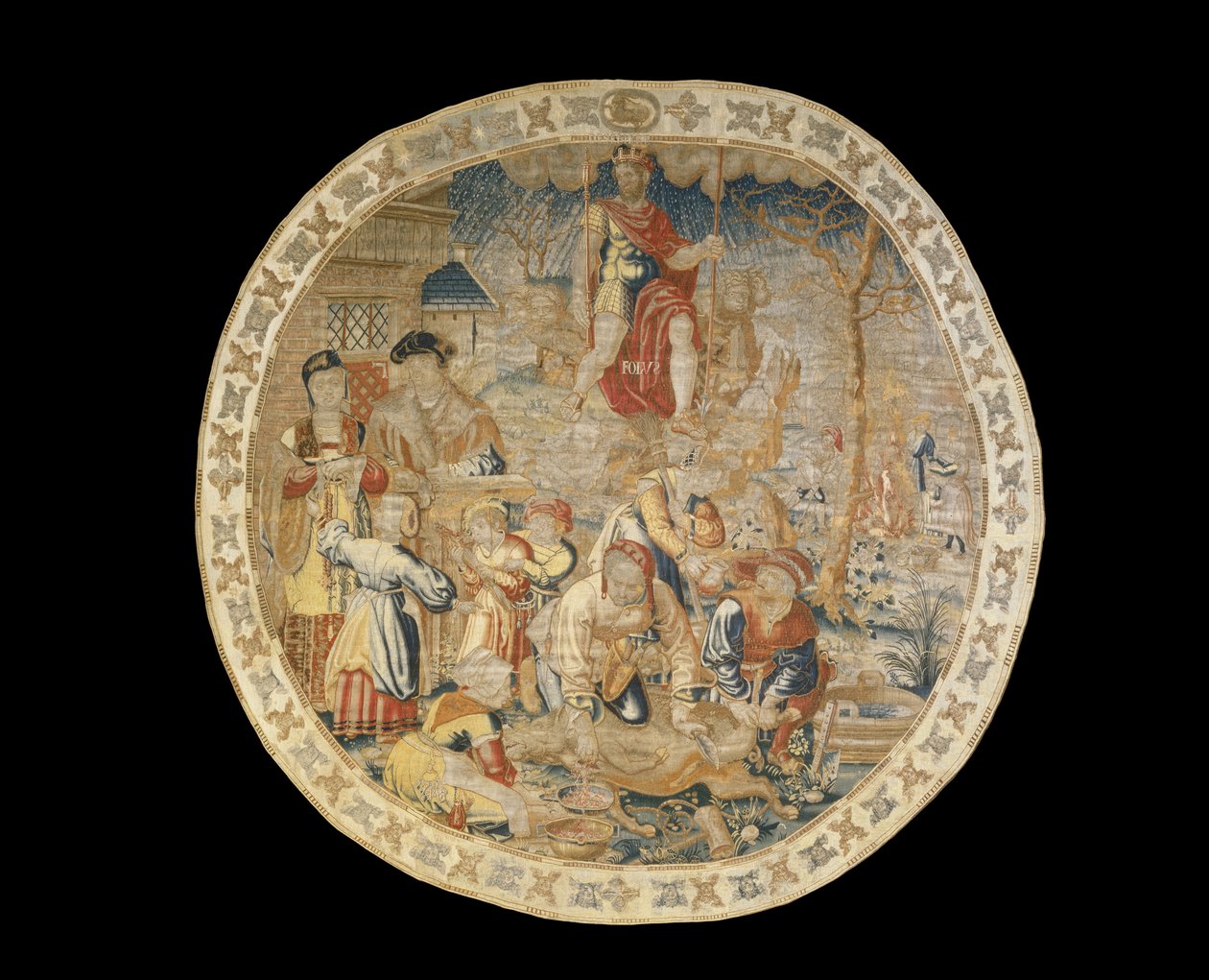 Brussels allegorical tapestry depicting the month of December from The Medallion Months, c.1525 by Bernard van Orley