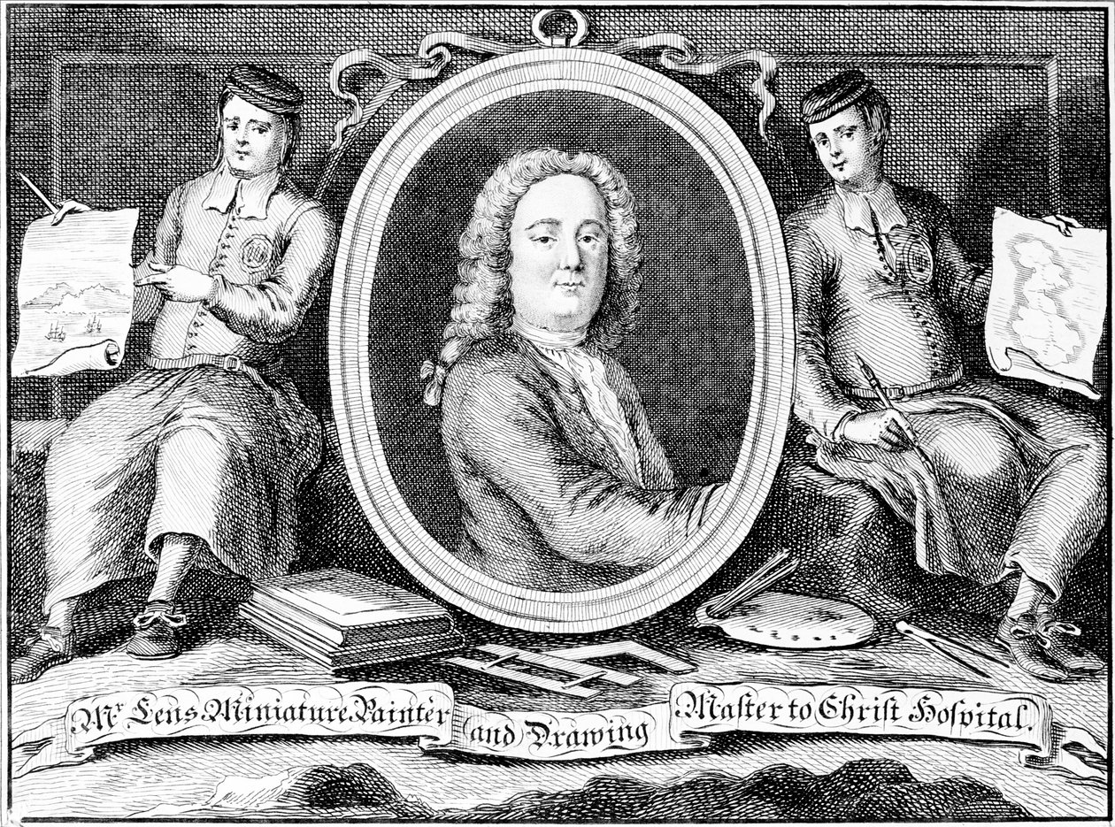 Trade Card for Bernard Lens III, Engraved by Louis Philippe Boitard by Bernard Lens