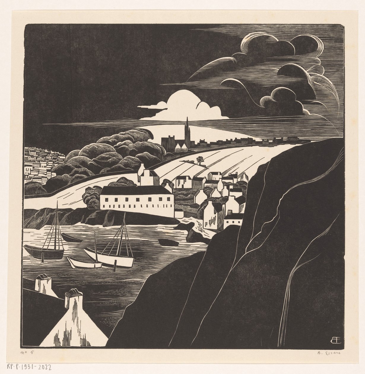 Harbor at Low Tide by Bernard Essers (signed by artist)