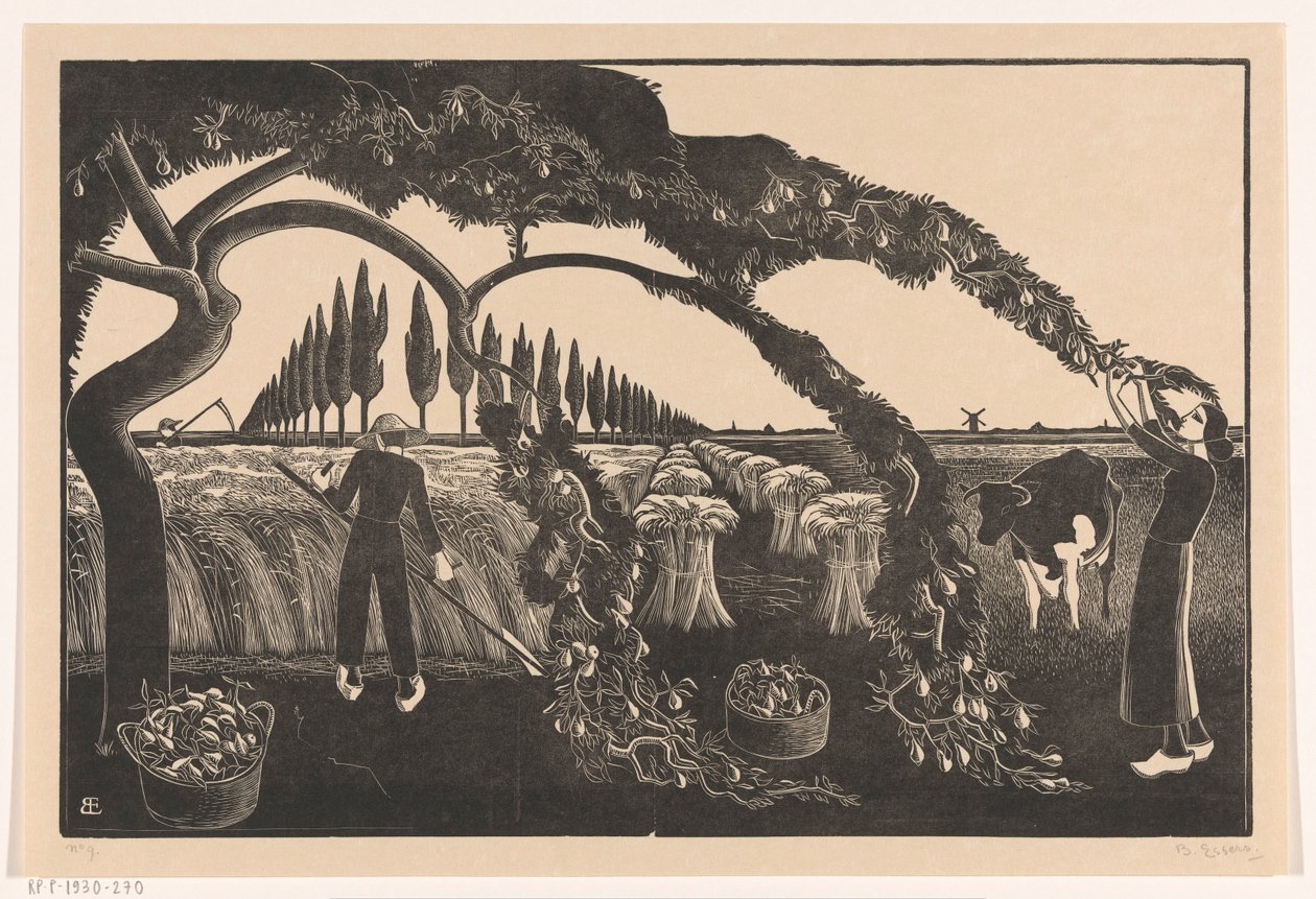 Harvesting Man and Woman by Bernard Essers (signed by artist)