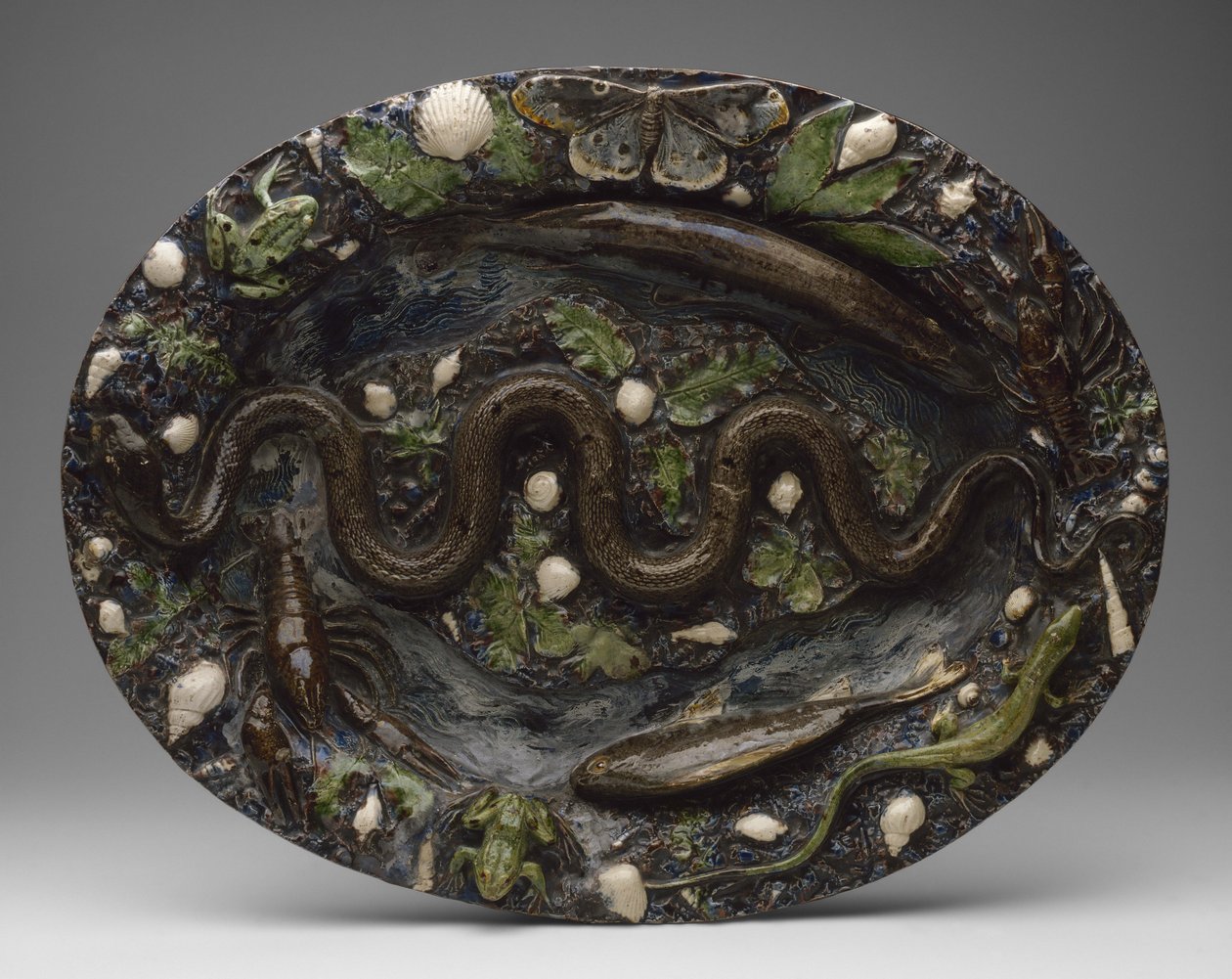 Rustic Ware: Dish with Animal and Plant Ornaments, Second half of the 16th century by Bernard Palissy