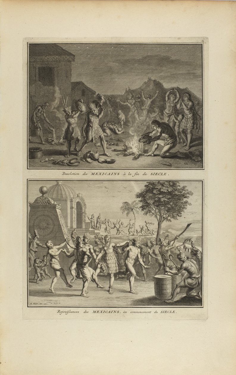 Desolations of the Mexicans at the End.../Rejoicings of the Mexicans... by Bernard Picart
