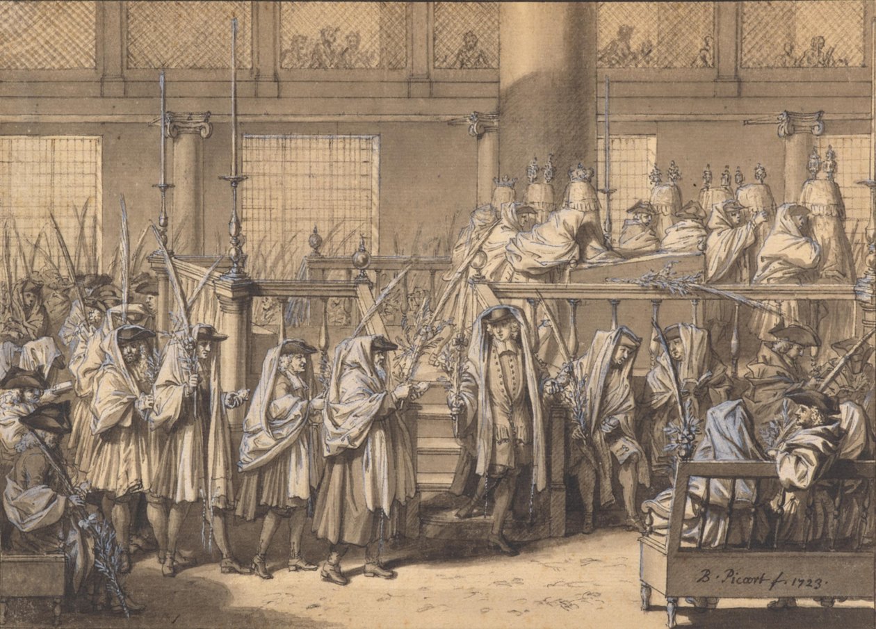 Procession with Palm Branches during the Feast of Tabernacles in the Portuguese Synagogue in Amsterdam by Bernard Picart