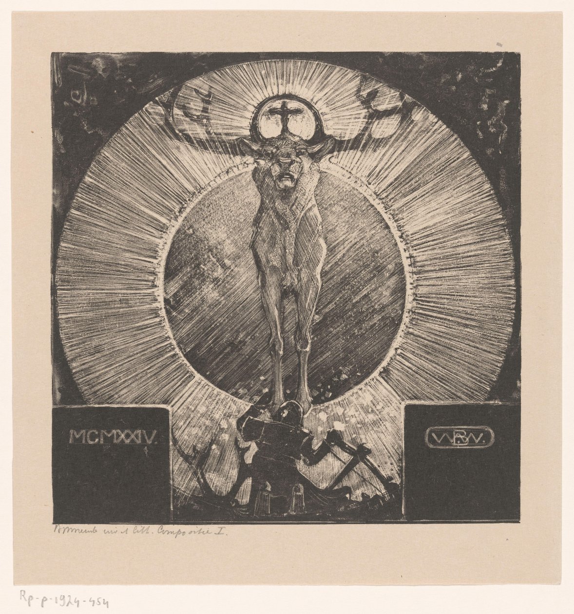 Figure Before the Appearance of a Deer (The Vision of St. Hubertus) by Bernard Willem Wierink (signed by artist)