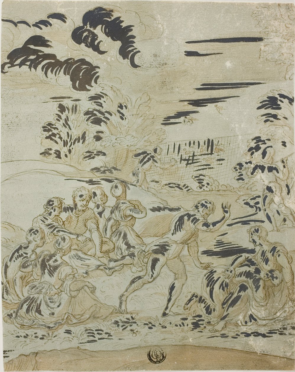Pastoral Scene: Men Hunting Birds, Couples Seated on Ground by Bernard van Orley