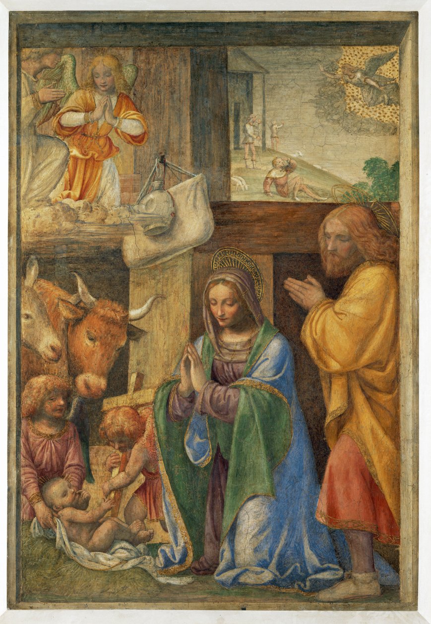 The Nativity of Jesus and the Announcement to the Shepherds by Bernardino (attr. to) Luini