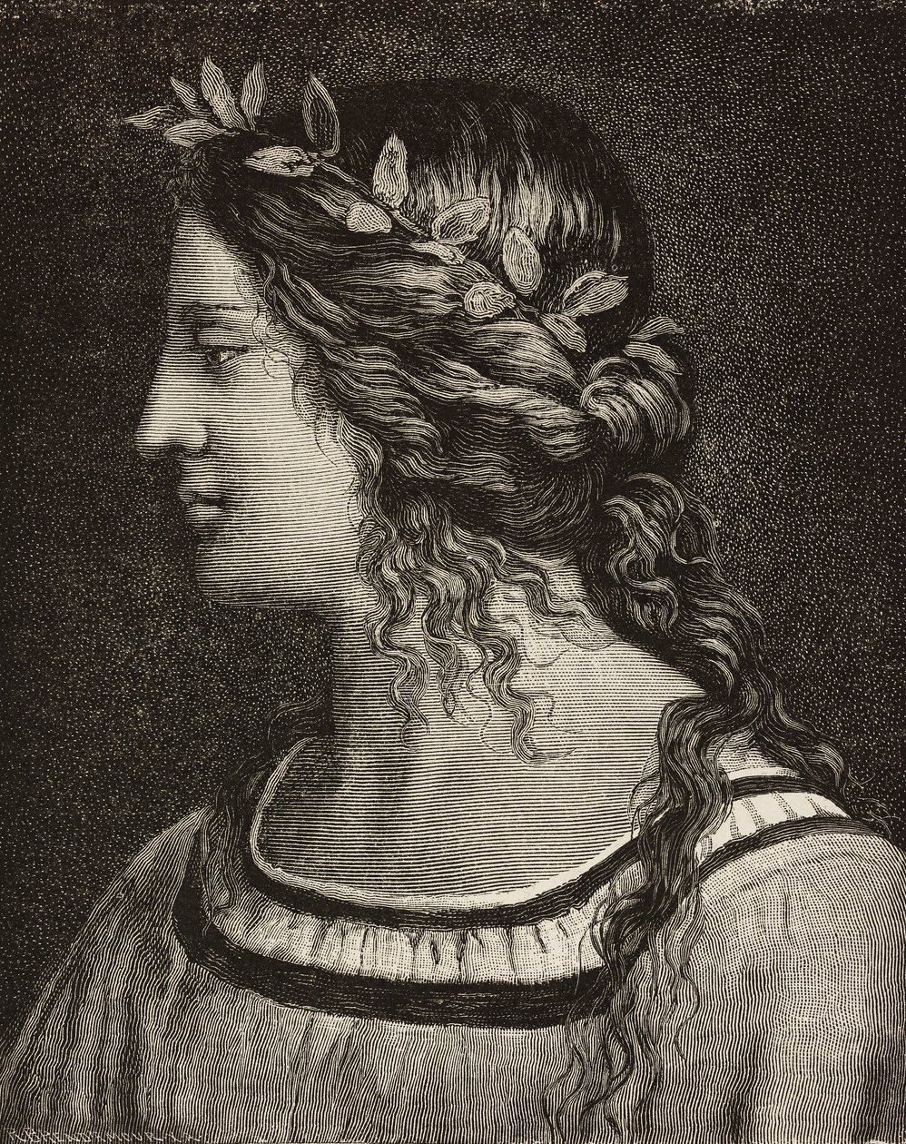 Marriage of Virgin, engraving from detail of fresco by Bernardino Luini in Saronno Sanctuary, Italy by Bernardino Luini