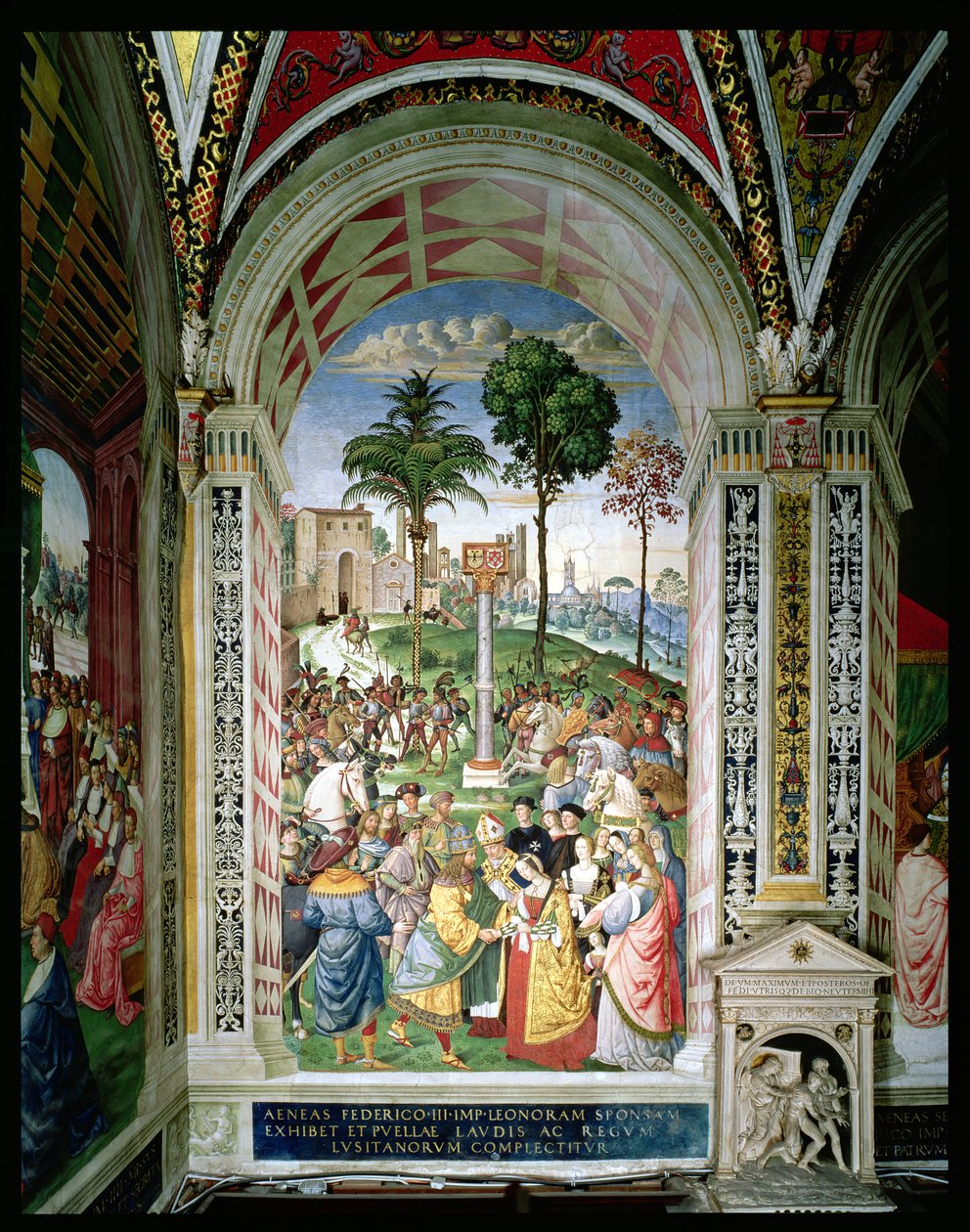 Aeneas Sylvius Piccolomini (1405-64) Presents Eleonora of Aragon to Frederick III (1415-93) on 24th February 1452 by Bernardino di Betto Pinturicchio