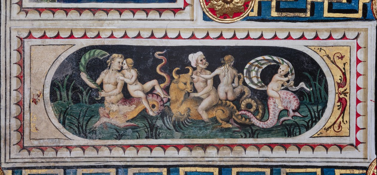 The Piccolomini Library, the Ceiling: Smaller Panel with Scene of Maritime Thiasus (Tritons, Putto and a Nereid), Fresco by Bernardino di Betto, Known as Pinturicchio by Bernardino di Betto Pinturicchio