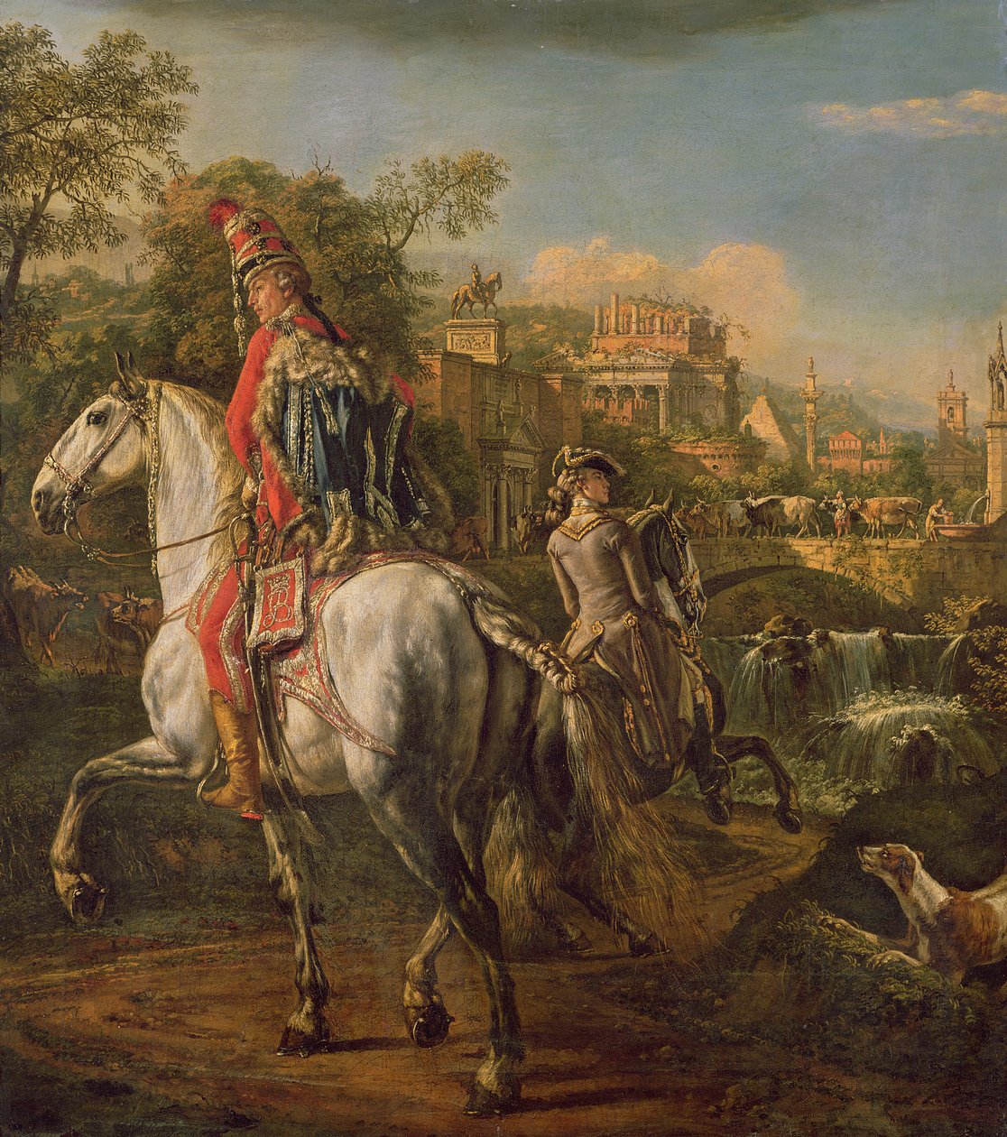 A Hussar on horseback by Bernardo Bellotto