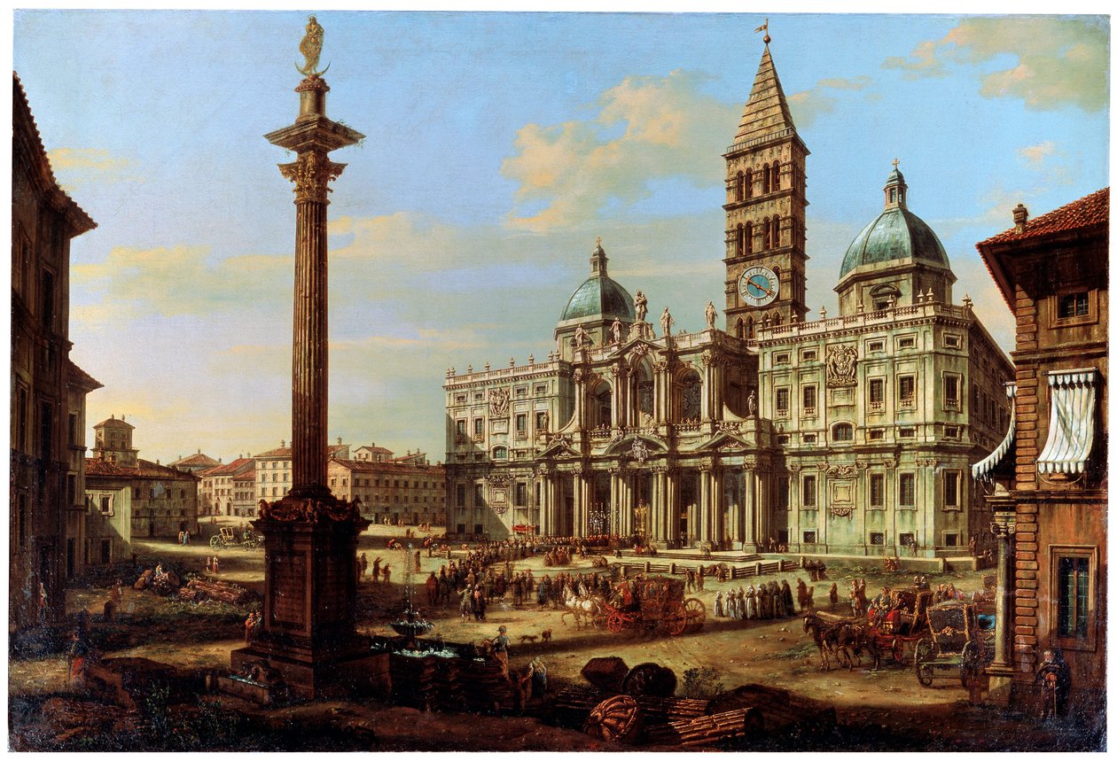The Piazza and Church of Santa Maria Maggiore in Rome, 1739 by Bernardo Bellotto