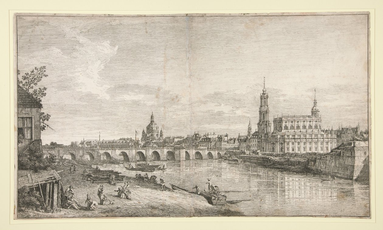 View of the Bridge at Dresden over the Elbe by Bernardo Bellotto