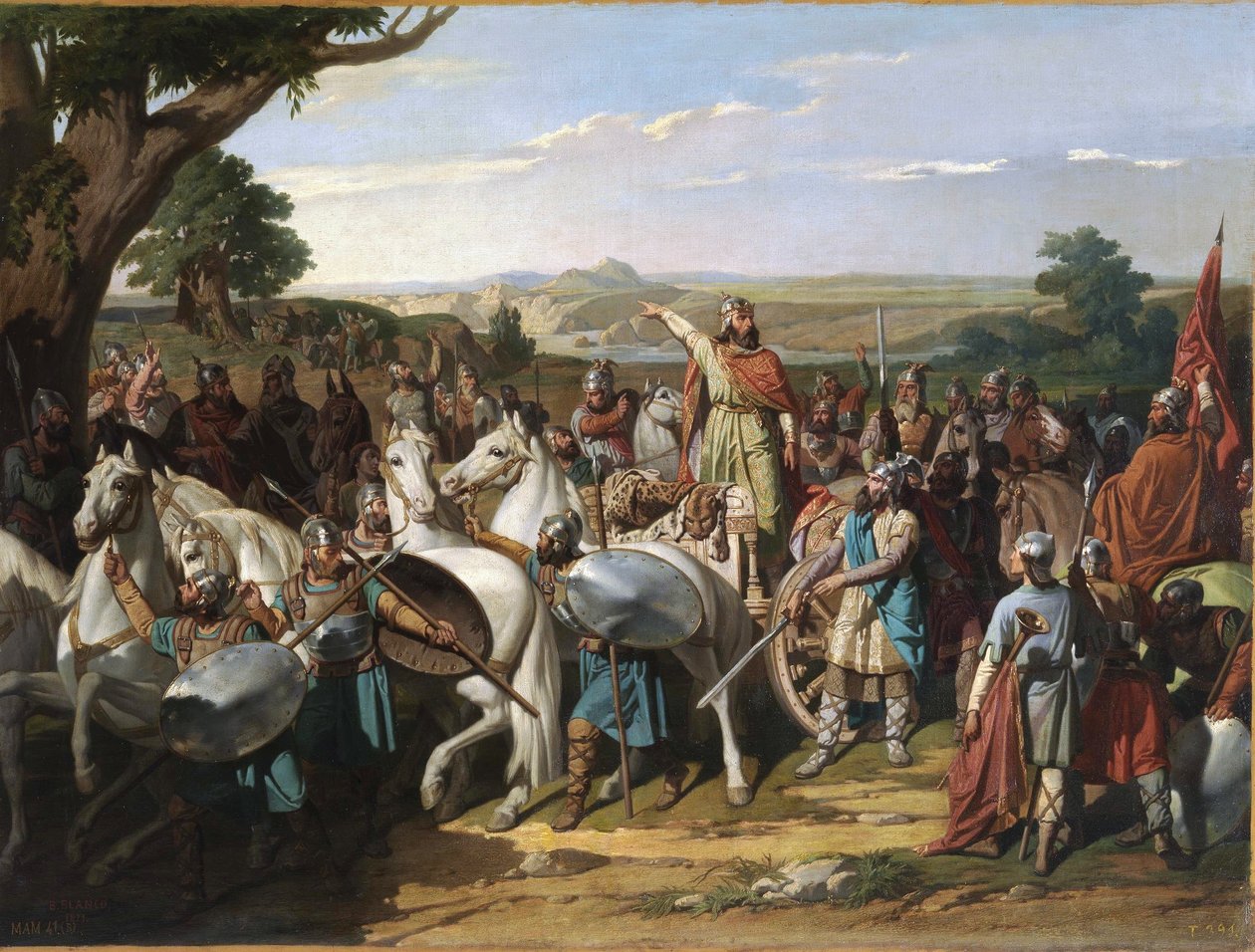 King Rodrigo Haranguing His Troops at the Battle of Guadalete by Bernardo Blanco y Pérez