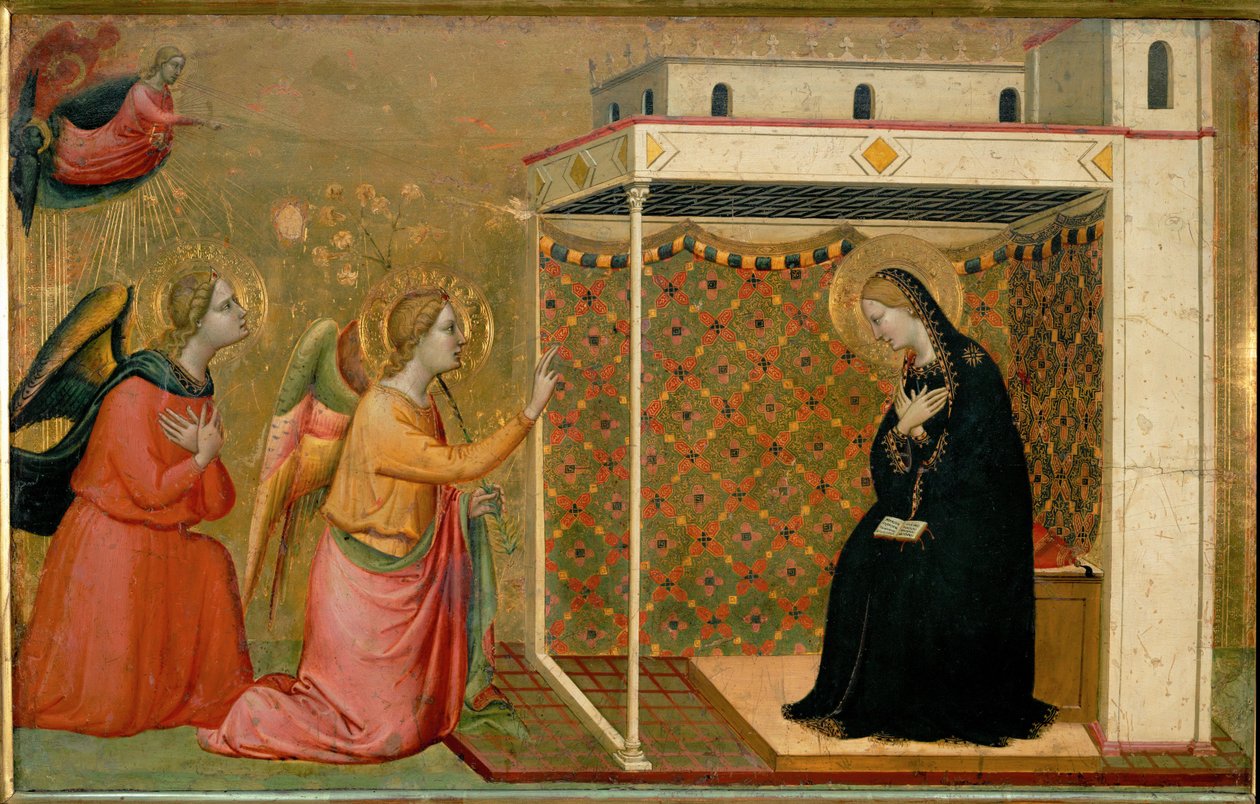 The Annunciation. Part of a predella by Bernardo Daddi