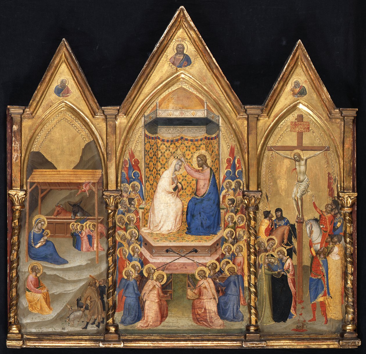 Triptych (Nativity; Coronation of the Virgin; Crucifixion) by Bernardo Daddi