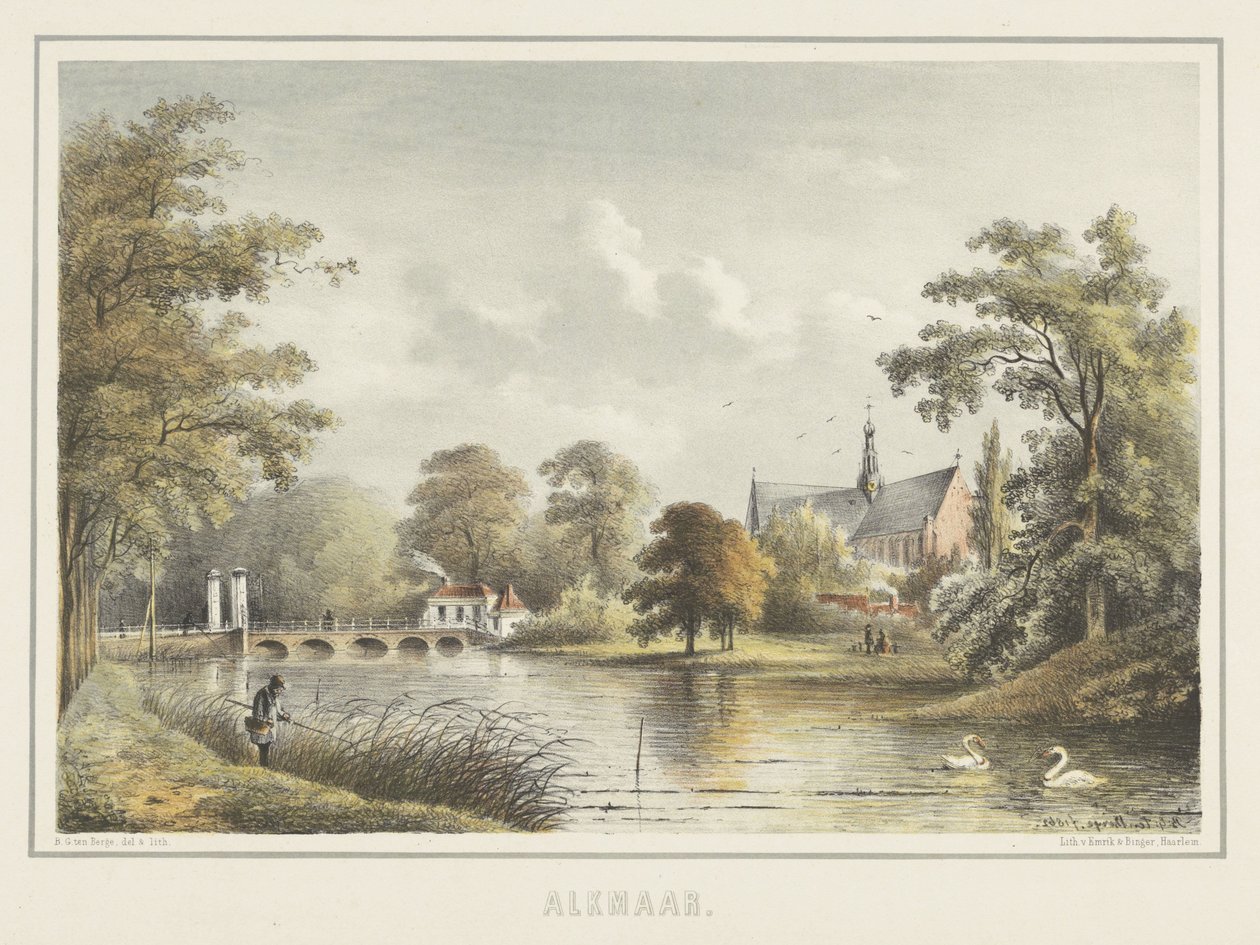 View of Alkmaar with the Great Church by Bernardus Gerardus ten Berge
