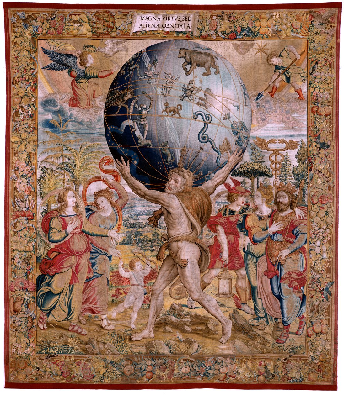 Flemish Tapestry. Series The Spheres. Hercules Supporting the Celestial Sphere. First Tapestry in the Series. Model Barend van Orley or Pieter Coecke van Aelst. 1525-1530 by Bernart van (attr. to) Orley