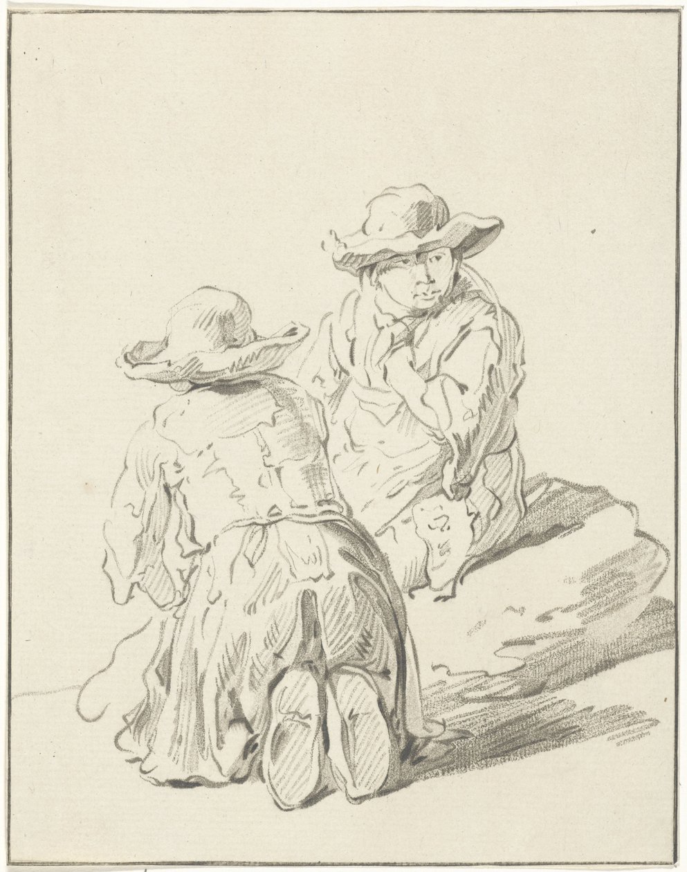 Two Boys Sitting on the Ground by Bernhard Schreuder