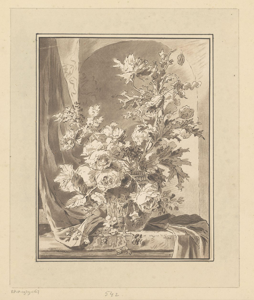Vase with Flowers in a Niche by Bernhard Schreuder