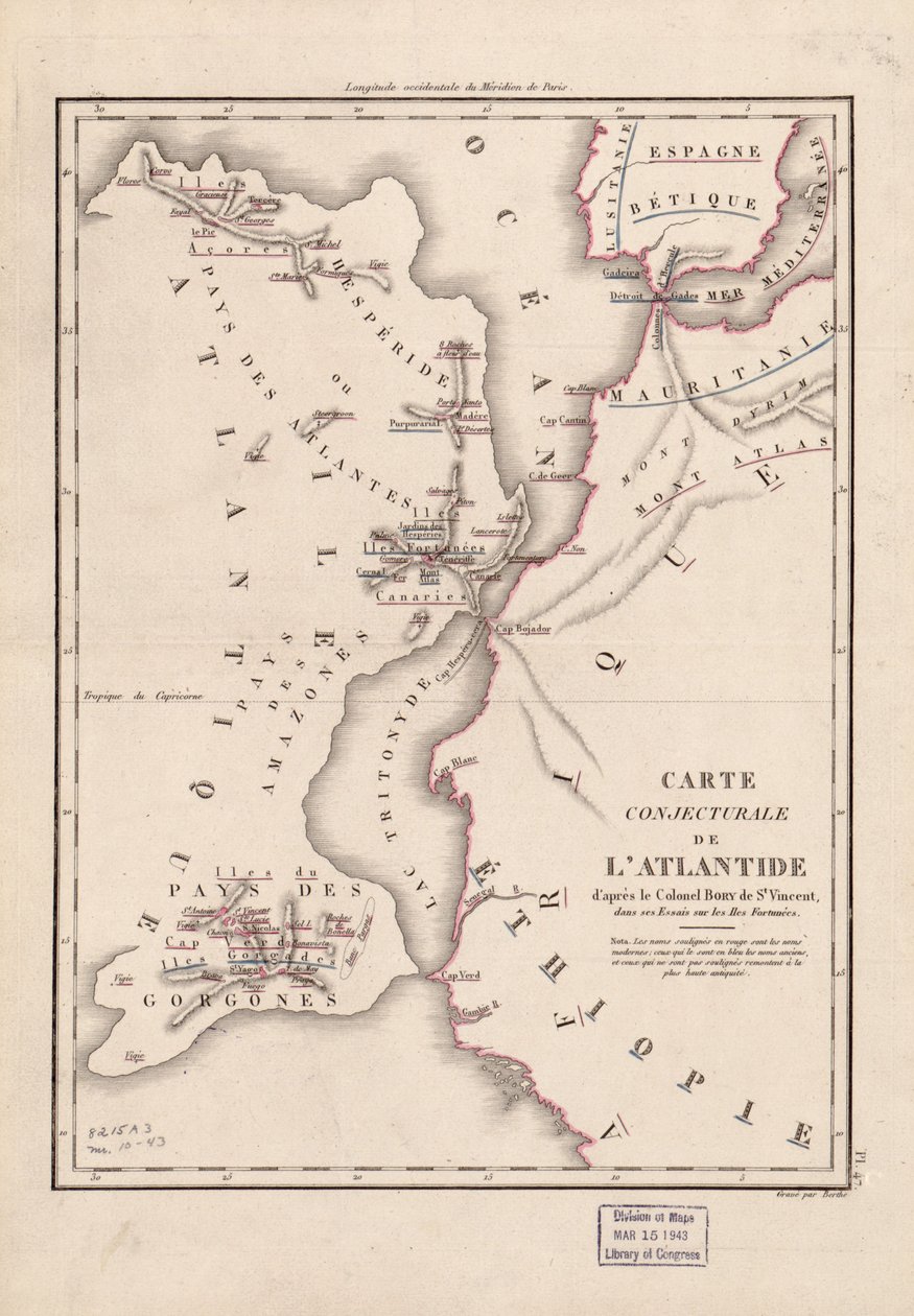 Conjectural Map of Atlantis by Berthe