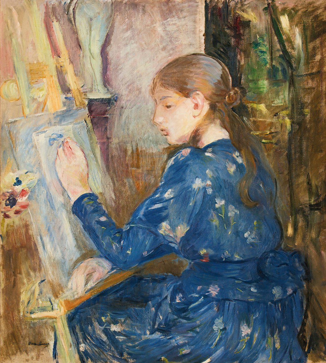 Berthe Morisot、JEUNE FILLE AU CORSET BLEU、画集画、額装付、fan