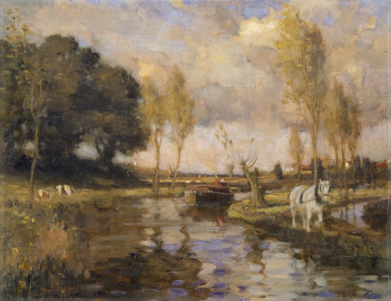 Landscape with Canal, 20th Century by Bertram Priestman