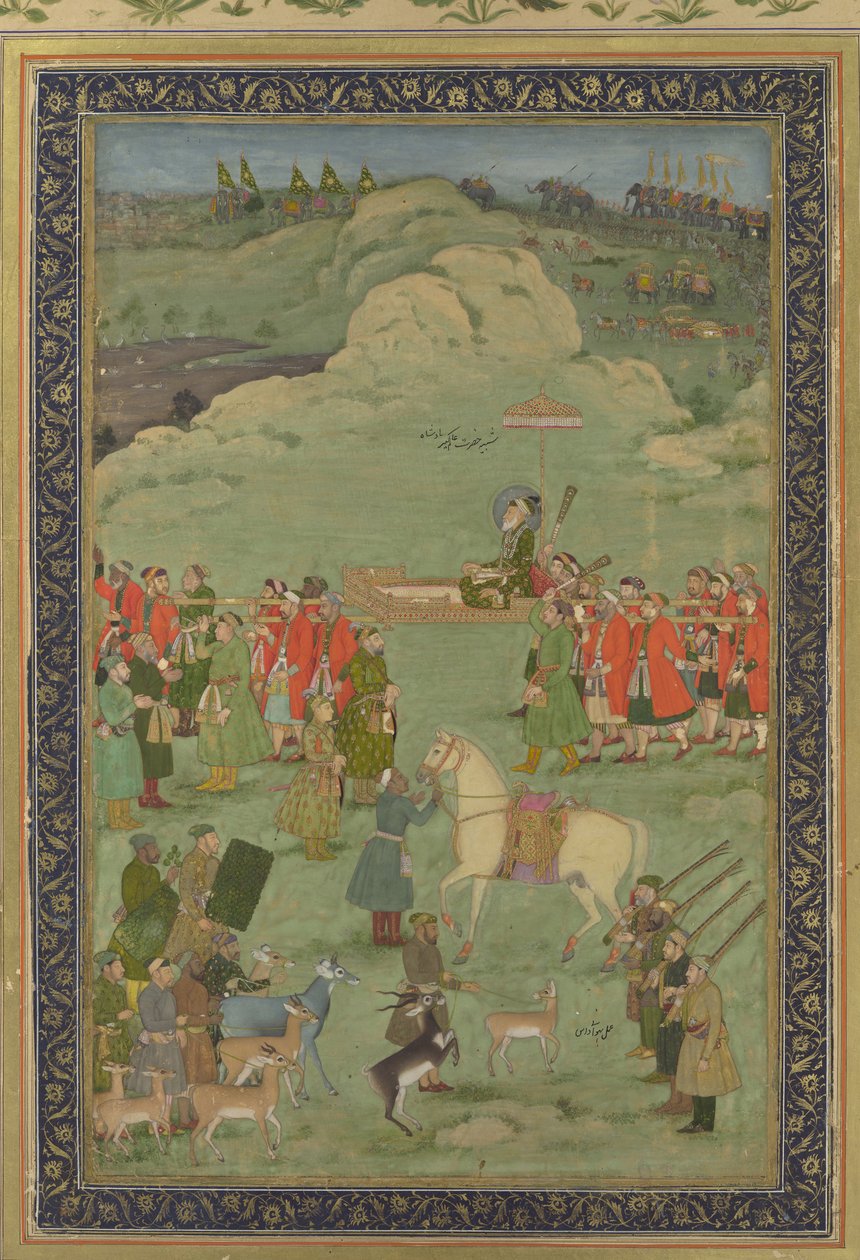 The Emperor Aurangzeb Carried on a Palanquin by Bhavanidas