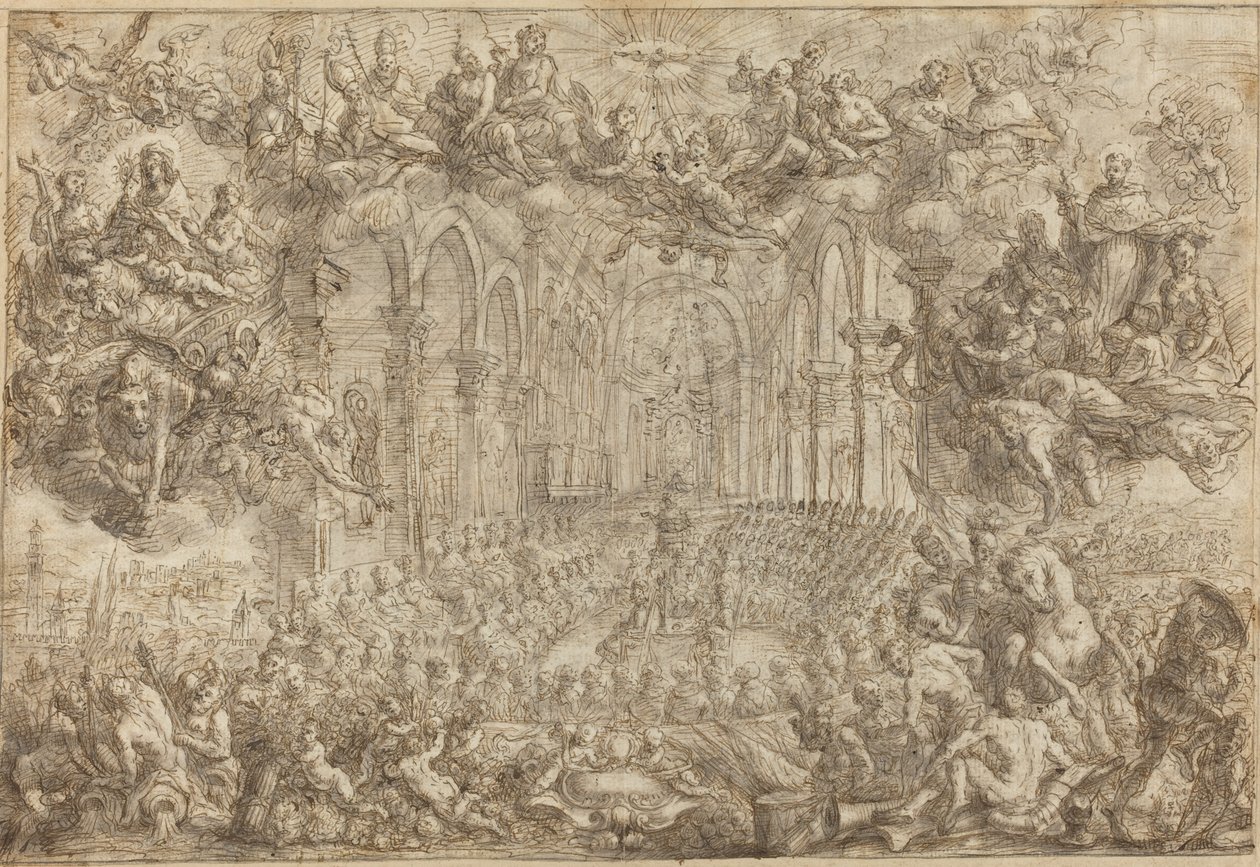 The Council of Trent with Saint Thomas Vanquishing the Heretics by Biagio Falcieri