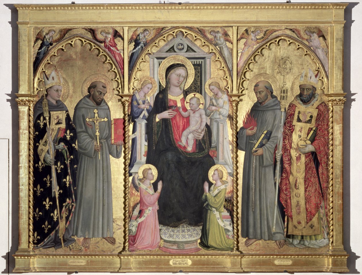 Madonna and Child with St. Louis of Toulouse, St. Francis of Assisi, St. Anthony of Padua and St. Nicholas of Bari by Bicci di Lorenzo
