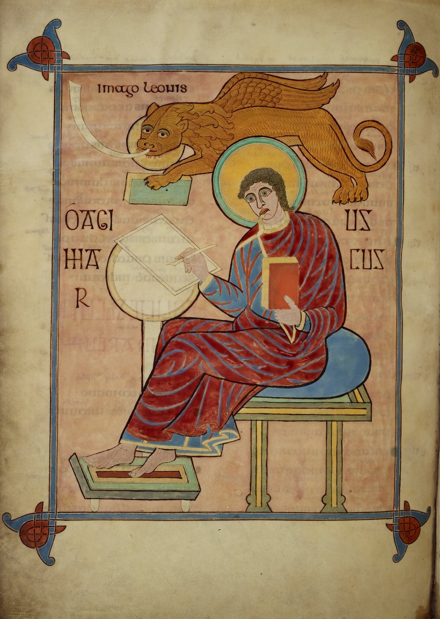 St. Mark, from the Lindisfarne Gospels, 710-21 by Bishop of Lindisfarne Eadfrith