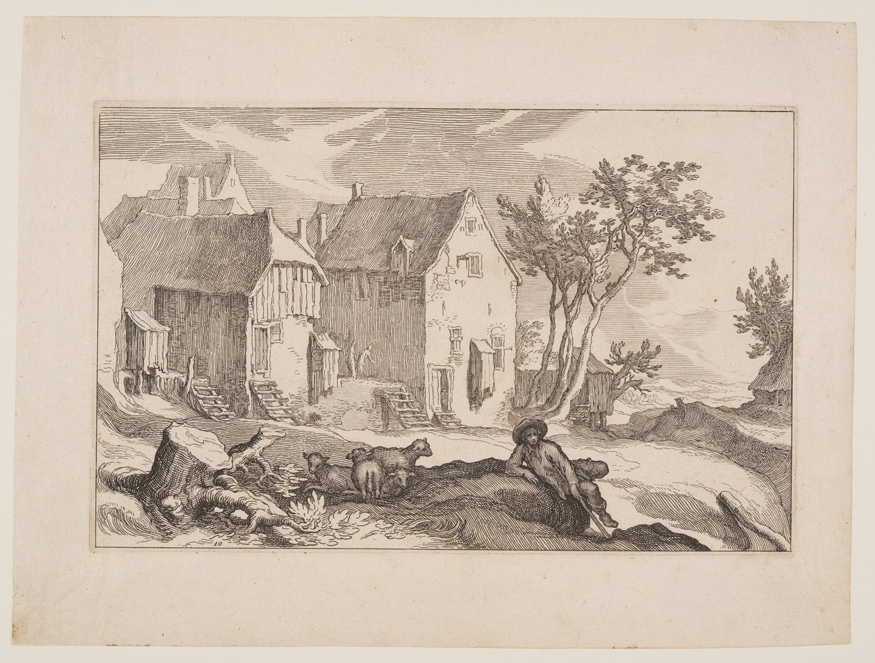 Plate 10, from Landscapes with Farmhouses by Boetius Adams Bolswert