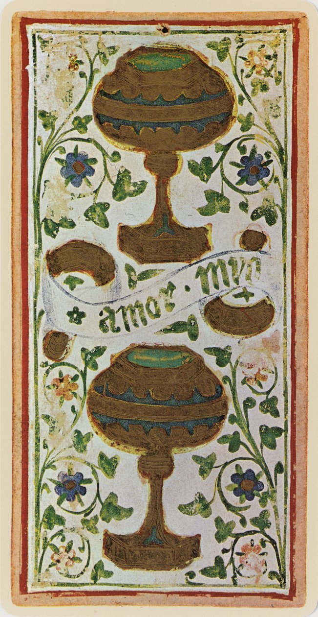 The Two of Cups (facsimile of a tarot card from the 