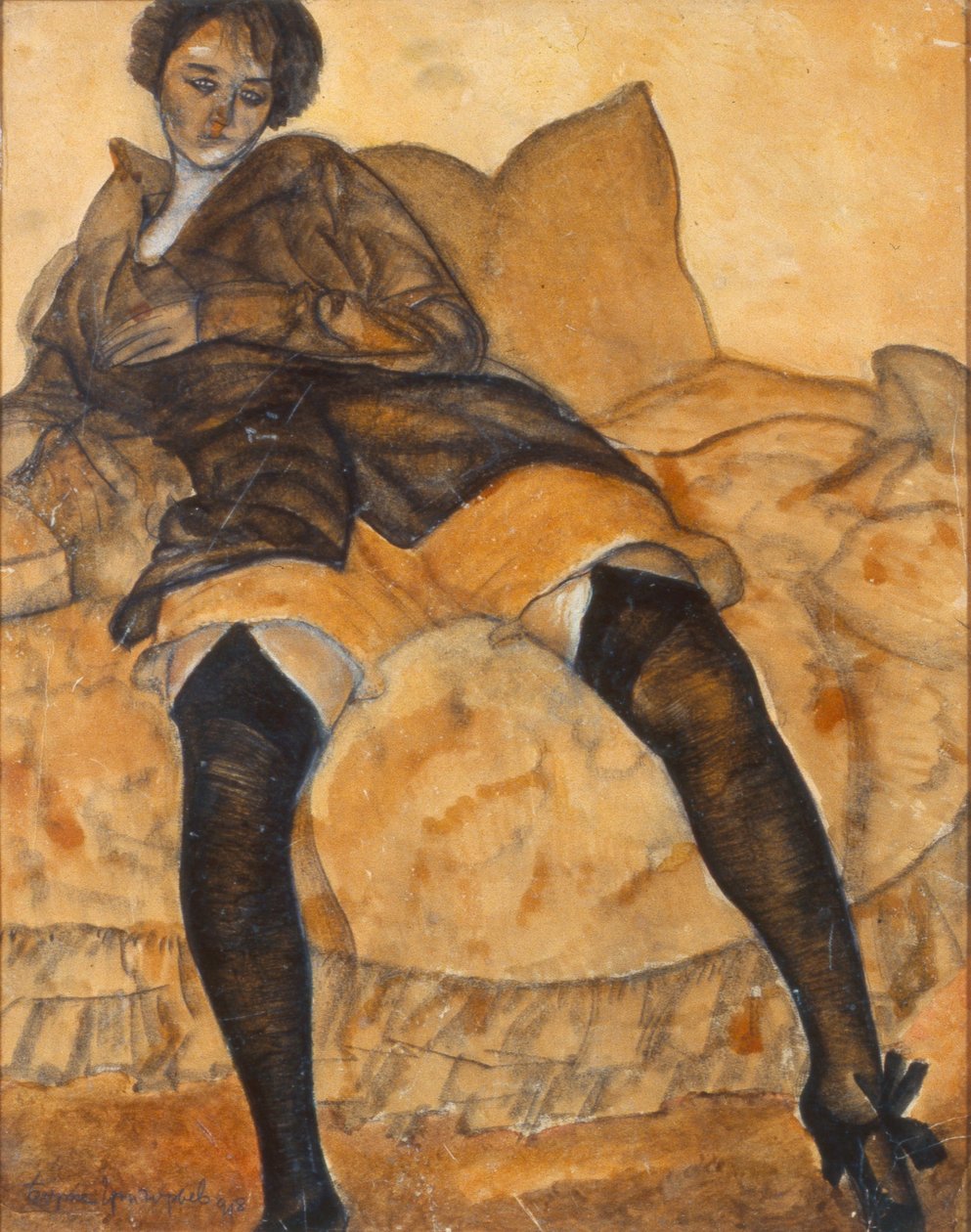 A Sitting Woman by Boris Dmitrievich Grigoriev