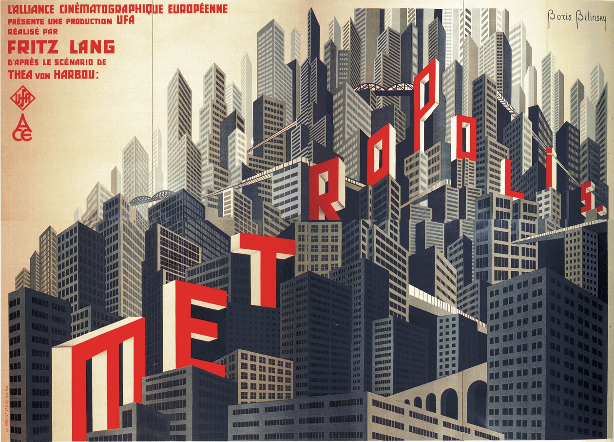 Movie poster Metropolis by Fritz Lang, 1926 by Boris Konstantinovich Bilinsky