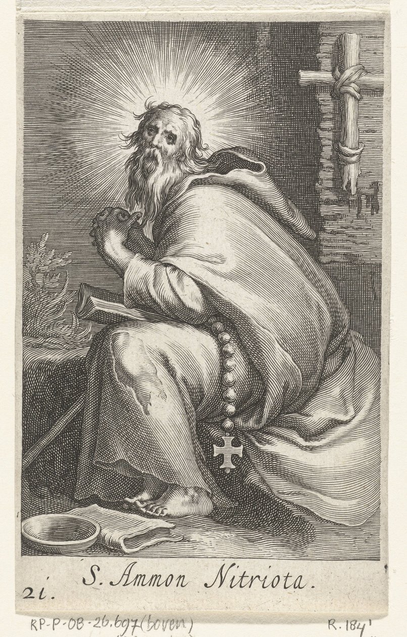 Saint Ammonius the Great as a Hermit (series: Hermits, Sacra eremvs ascetarvm) by Boëtius Adamsz. Bolswert